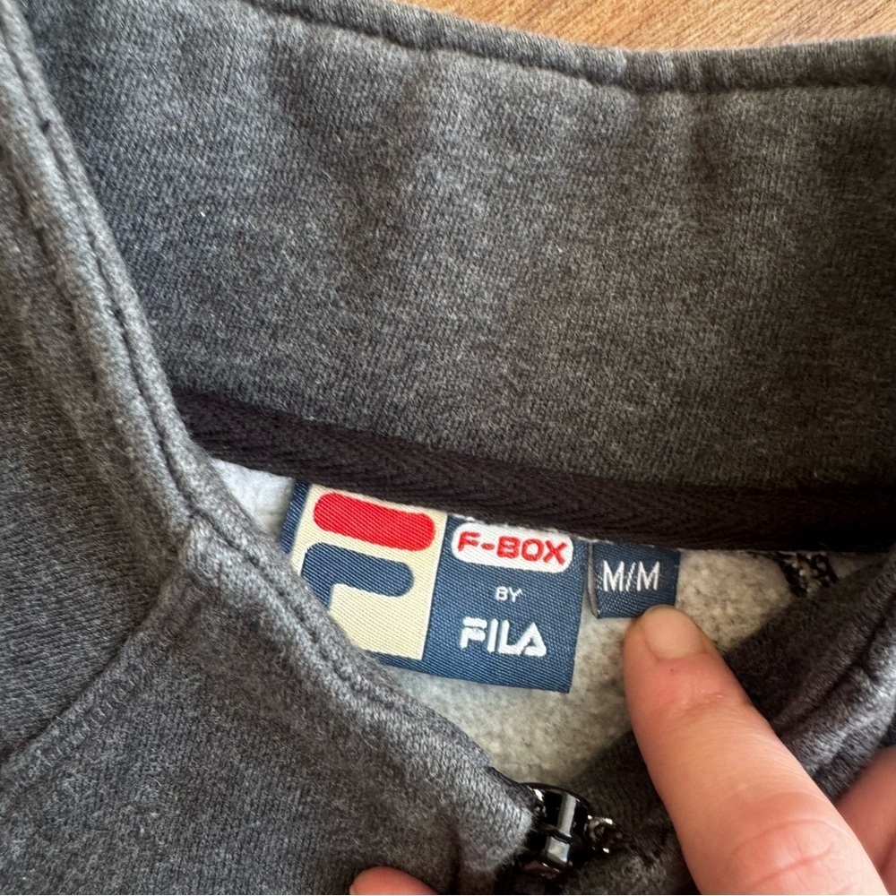 FILA Gray Full Zip Up Mock-neck Sweater Size: M Y2K Athleisure Logo Track Jacket - Picture 6 of 8